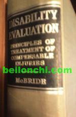 Disability Evaluation By Earl D McBride - vintage book